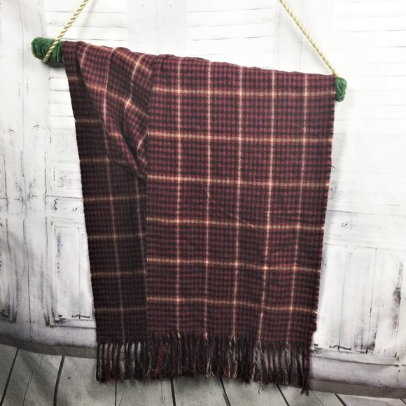 Accessories - 100% Cashmere Scarf Wrap Scotland Made Red Black Check 13" x 30"
